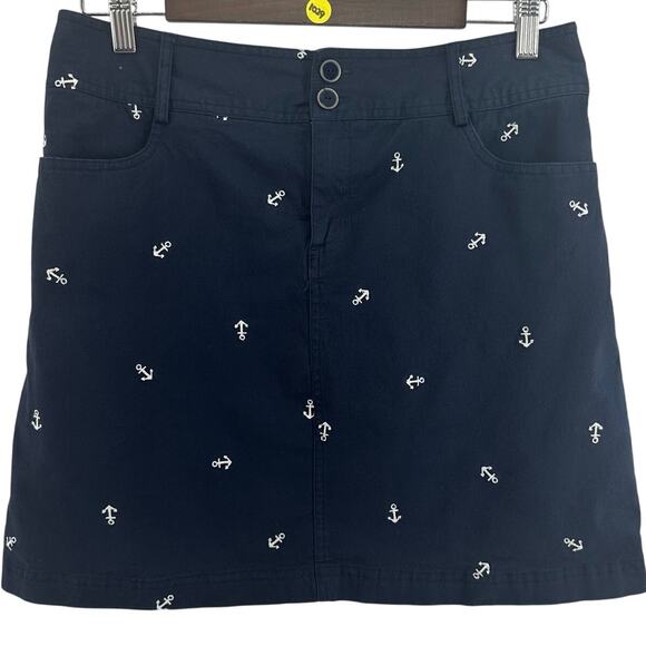 Christopher & Banks Embroidered Skort Size 8P Navy Blue Anchors Nautical Preppy - Picture 1 of 4